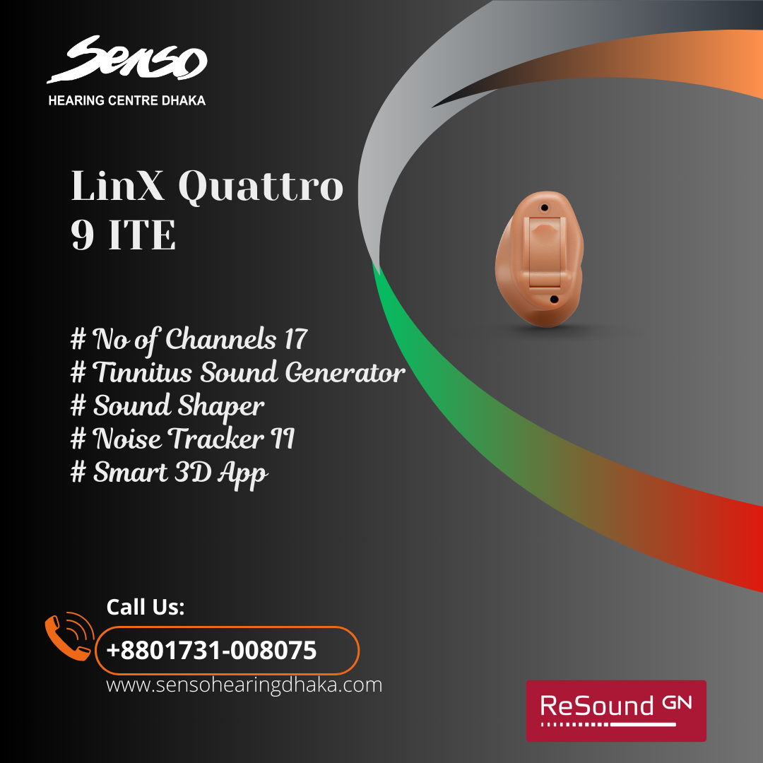 Resound Linx Quattro 9 ITE hearing aid.